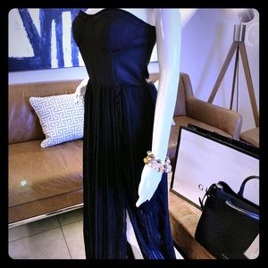 Long, Black Strapless Sweetheart, half sheer dress